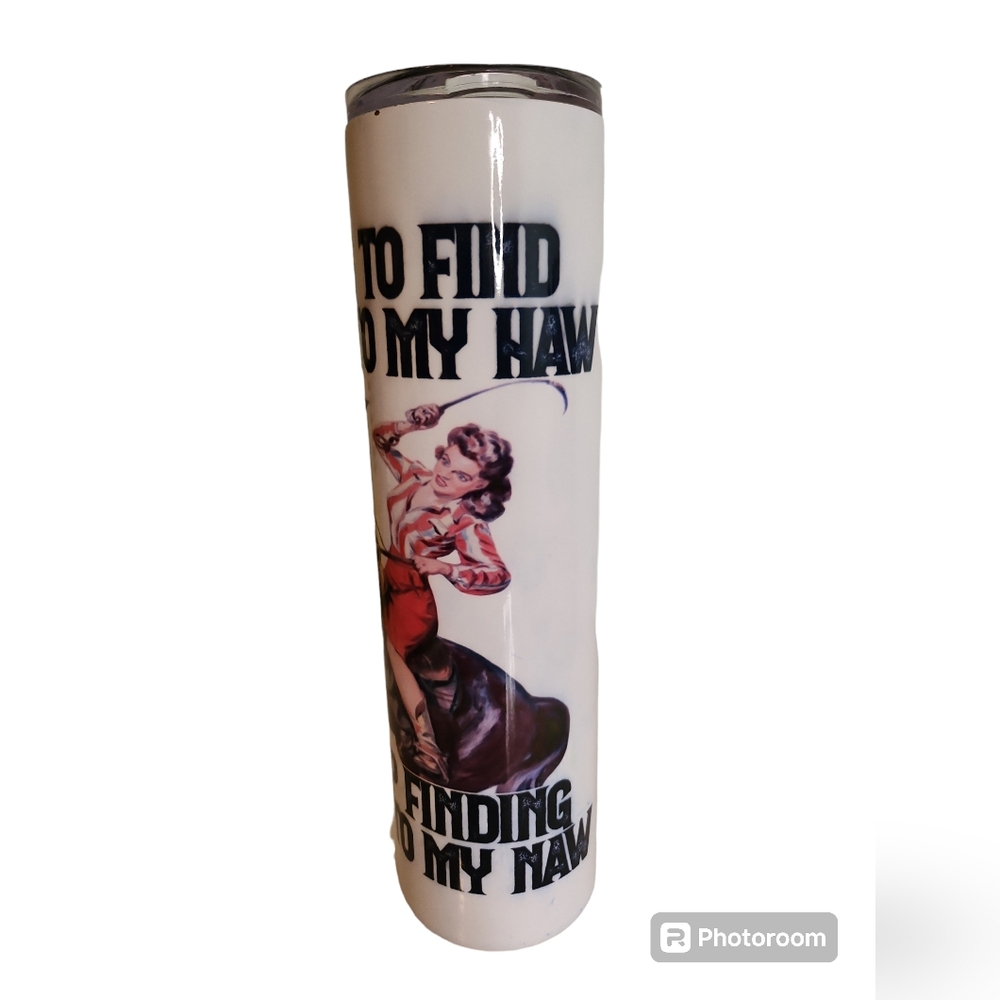 Western Cowgirl Yee Haw Cowboy White Tall Tumbler With Lid